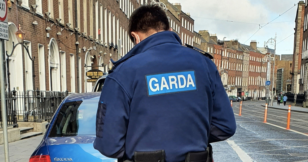 This article is about a hate crime that took place in Navan. In the photo, a Garda with their back to the camera in a street in Ireland.